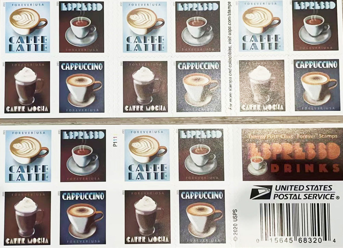 Espresso Drinks Coffee Forever Postage Stamps