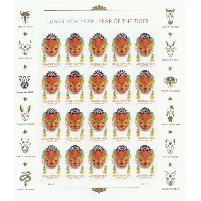 Year of the Tiger Lunar New Year Forever First Class Postage Stamps